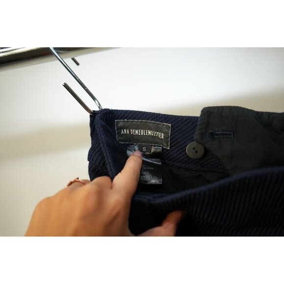 Ann Demeulemeester Textured Wool Straight Leg Pants Navy Blue Small W32 Men's - Picture 3 of 5